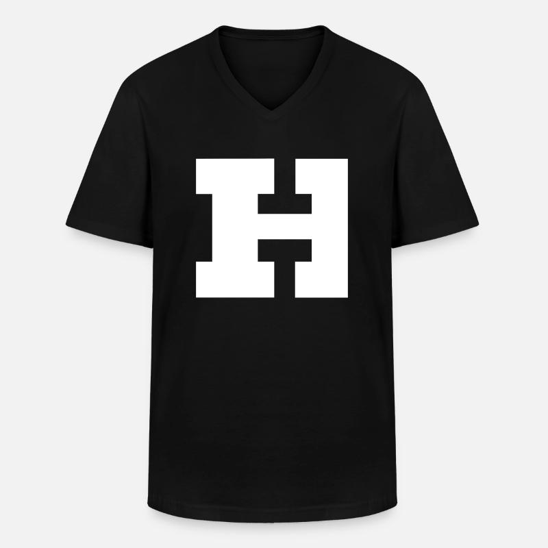 Harvard H varsity - Klassisk herre T-shirt med V-udskæring - sort