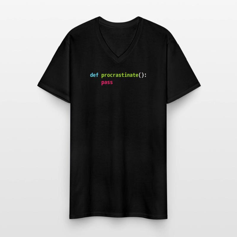 Funny Python code design def procrastinate pass Men's V-Neck T-Shirt