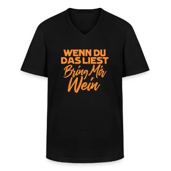 Wenn Du Das Liest Bring Mir Wein - Männer-T-Shirt mit V-Ausschnitt - Schwarz - Vorne - AI Model Male 178 dark (178cm)