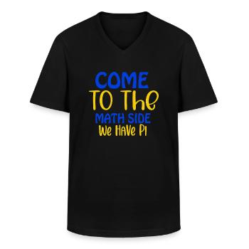 Come to the math side we have pi, Pi day, March 14 - Men's V-Neck T-Shirt - black - Front - AI Model Male 178 dark (178cm)
