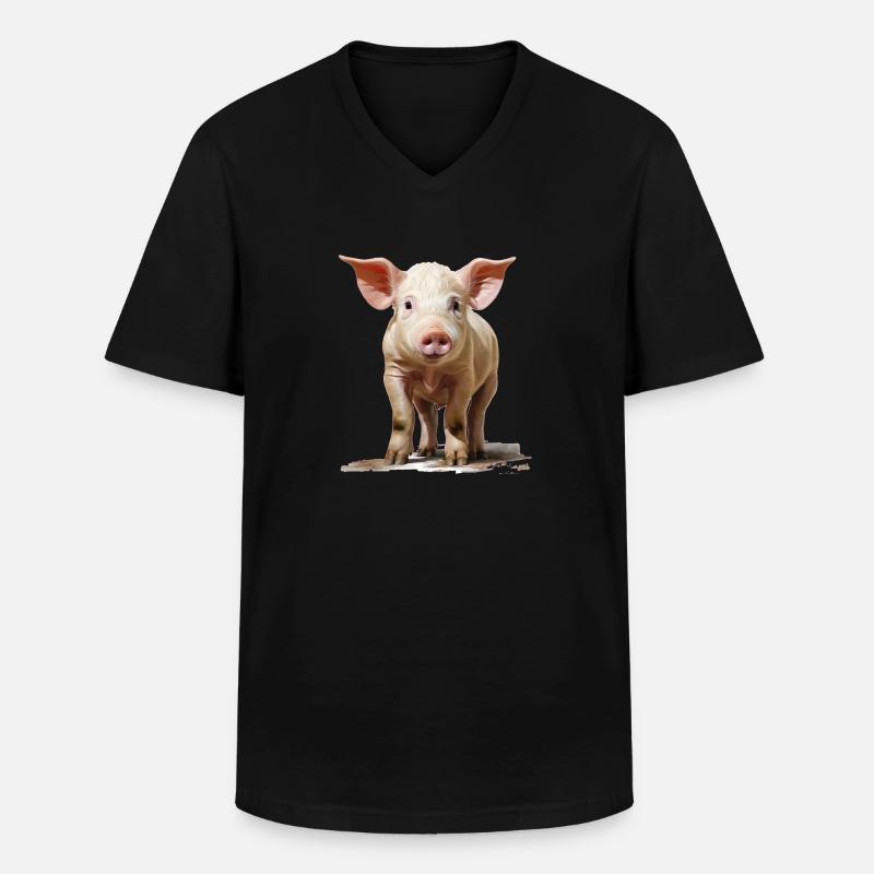 Kleines putziges Ferkel - Männer-T-Shirt mit V-Ausschnitt - Schwarz