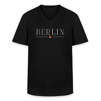Berlin : branchée, vibrante, unique - T-shirt col V Homme - noir - Devant - AI Model Male 178 dark (178cm)