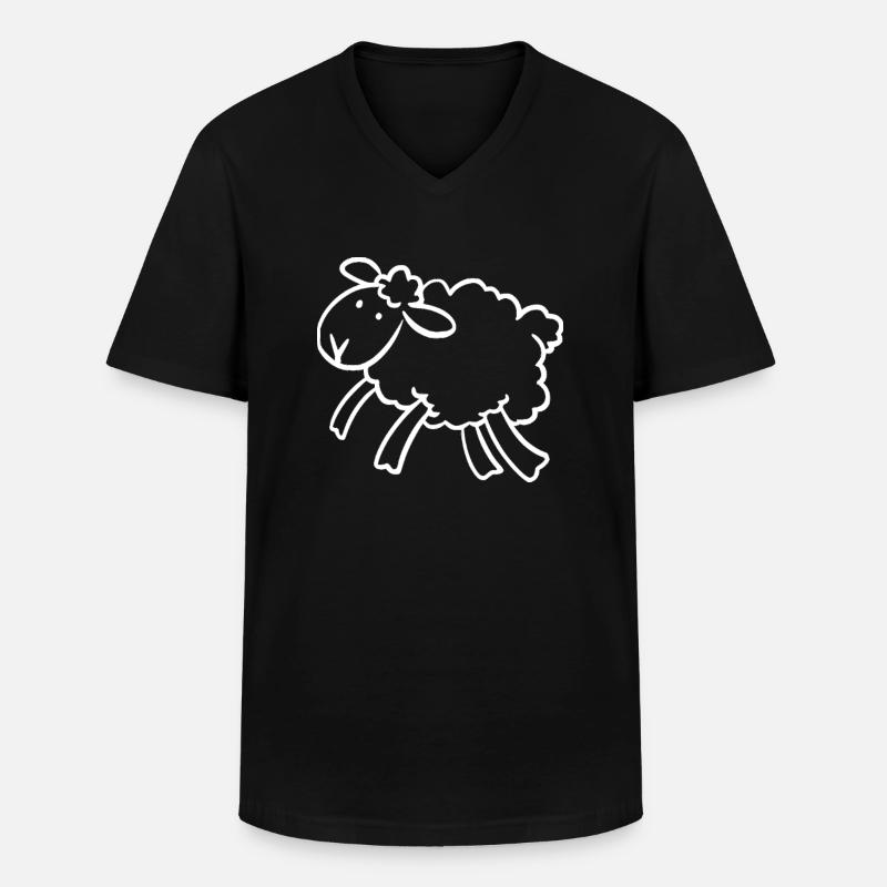 Schaf weiss - Männer-T-Shirt mit V-Ausschnitt - Schwarz