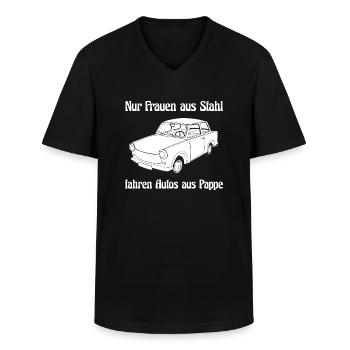 Nur Frauen aus Stahl fahren Autos aus Pappe - Männer-T-Shirt mit V-Ausschnitt - Schwarz - Vorne - AI Model Male 178 dark (178cm)