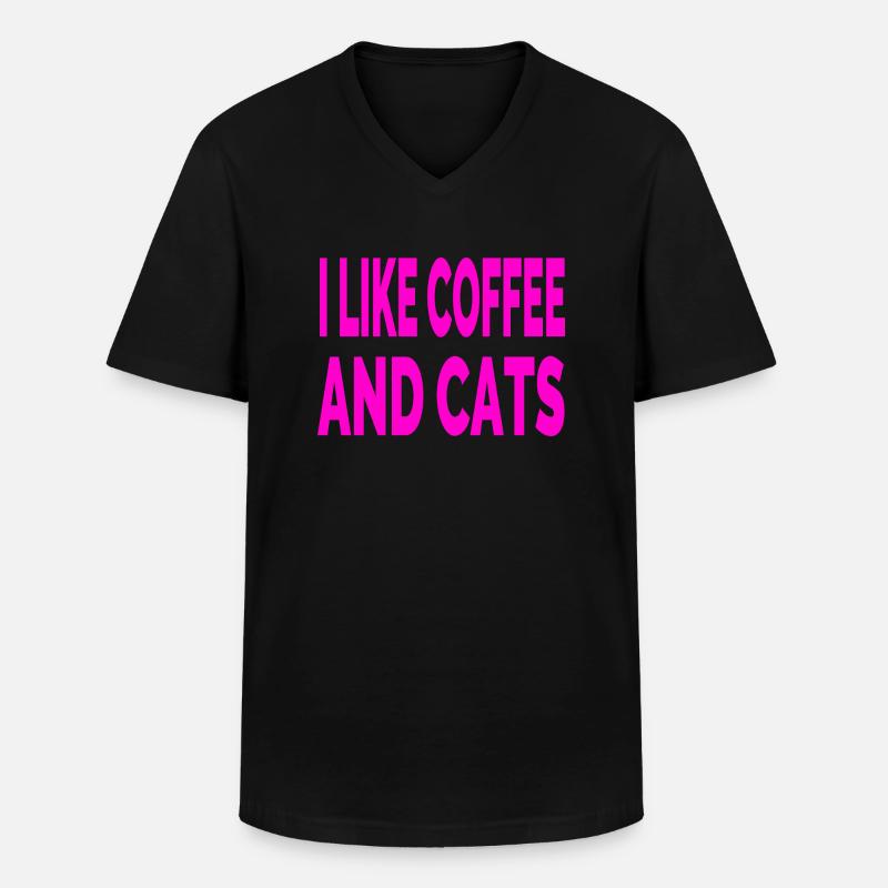 Katzen - Männer-T-Shirt mit V-Ausschnitt - Schwarz