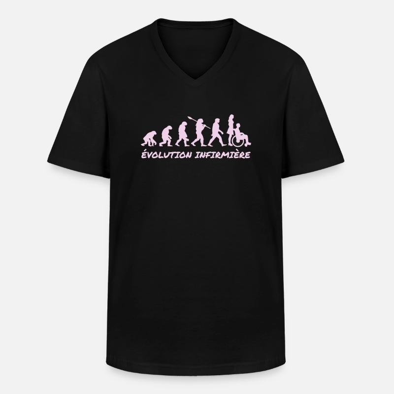 évolution infirmière - T-shirt col V Homme - noir