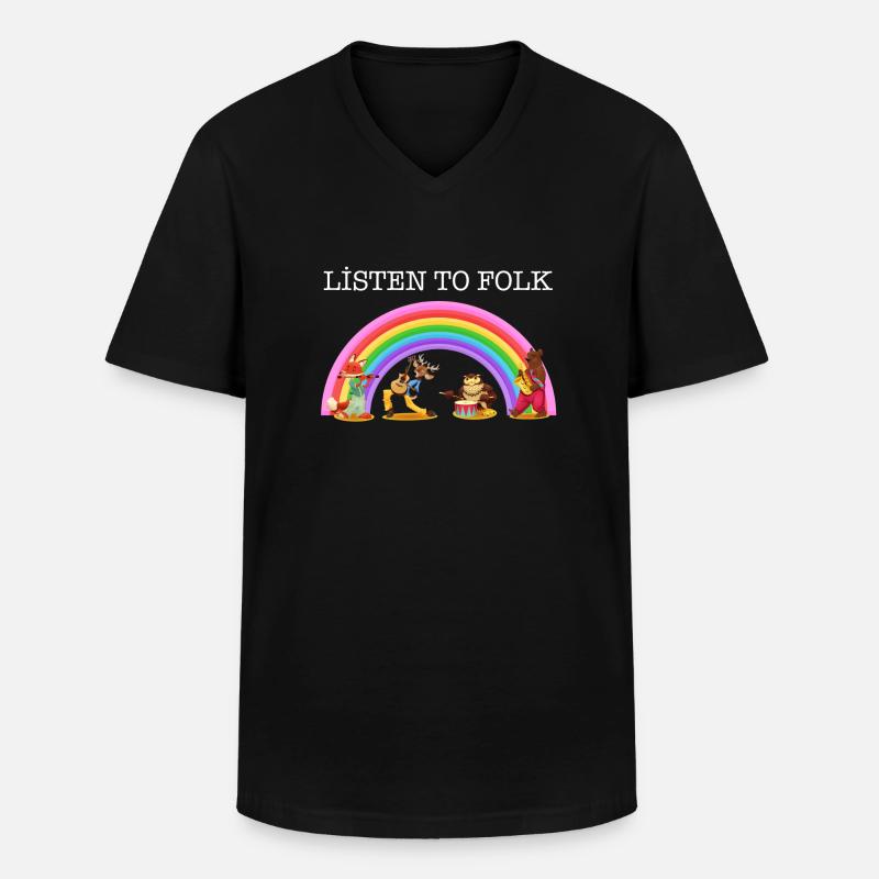 Hören Sie Folk - Männer-T-Shirt mit V-Ausschnitt - Schwarz