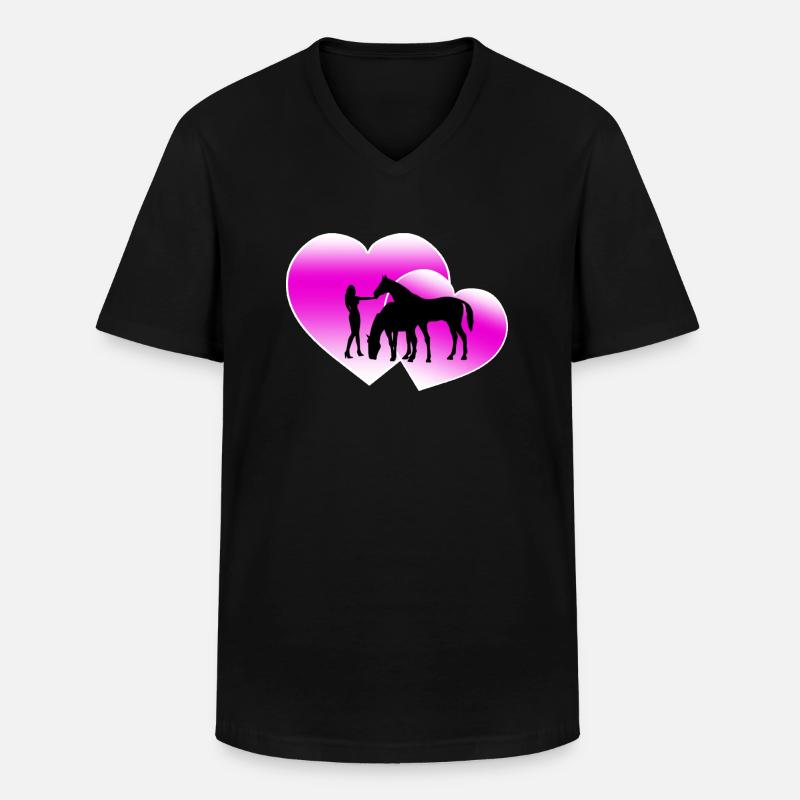Pferde - Männer-T-Shirt mit V-Ausschnitt - Schwarz