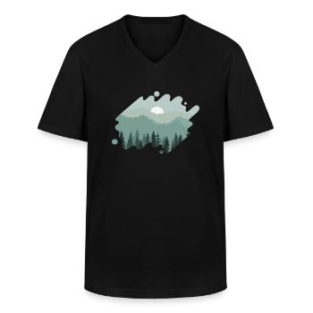 Paysage Nature Montagnes - T-shirt col V Homme - noir - Devant - AI Model Male 178 dark (178cm)