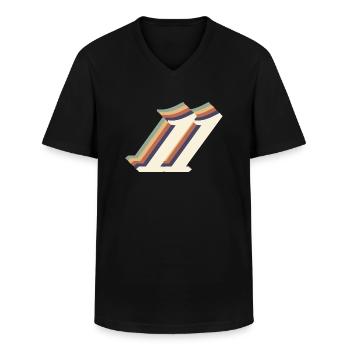 11e anniversaire vintage - T-shirt col V Homme - noir - Devant - AI Model Male 178 dark (178cm)