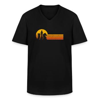 Schach Retro Schachspieler Geschenk Schachfiguren - Männer-T-Shirt mit V-Ausschnitt - Schwarz - Vorne - AI Model Male 178 dark (178cm)