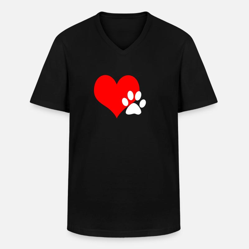 Herz Pfote - Männer-T-Shirt mit V-Ausschnitt - Schwarz