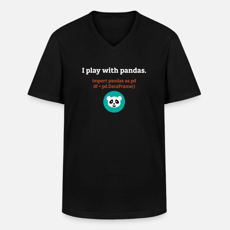 Pandas Datenwissenschaft Informatik Geschenk - Männer-T-Shirt mit V-Ausschnitt - Schwarz