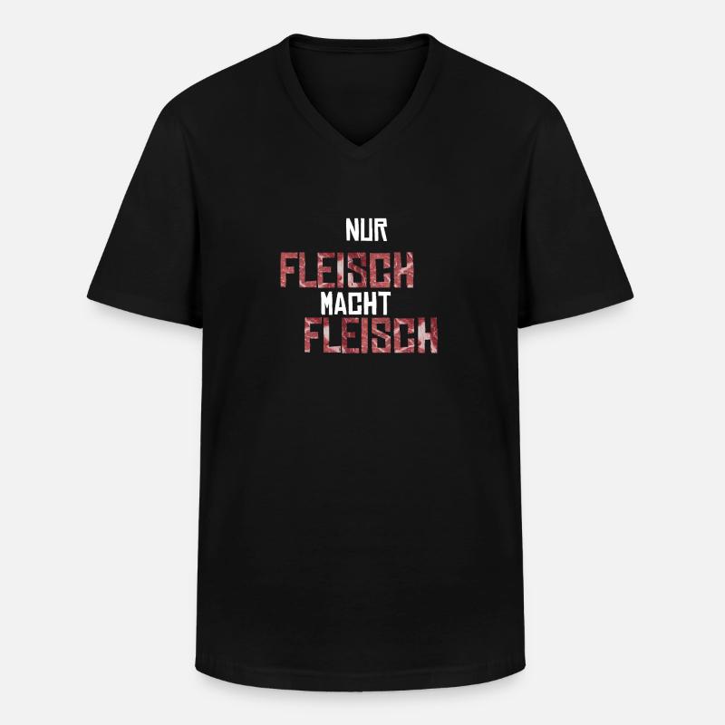 Nur Fleisch macht Fleisch Geschenkidee - Männer-T-Shirt mit V-Ausschnitt - Schwarz