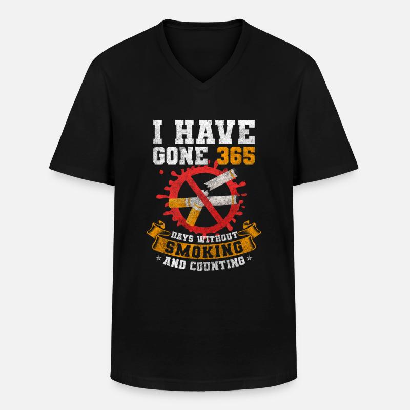 Nichtraucher Kippe Glimmstengel - Männer-T-Shirt mit V-Ausschnitt - Schwarz