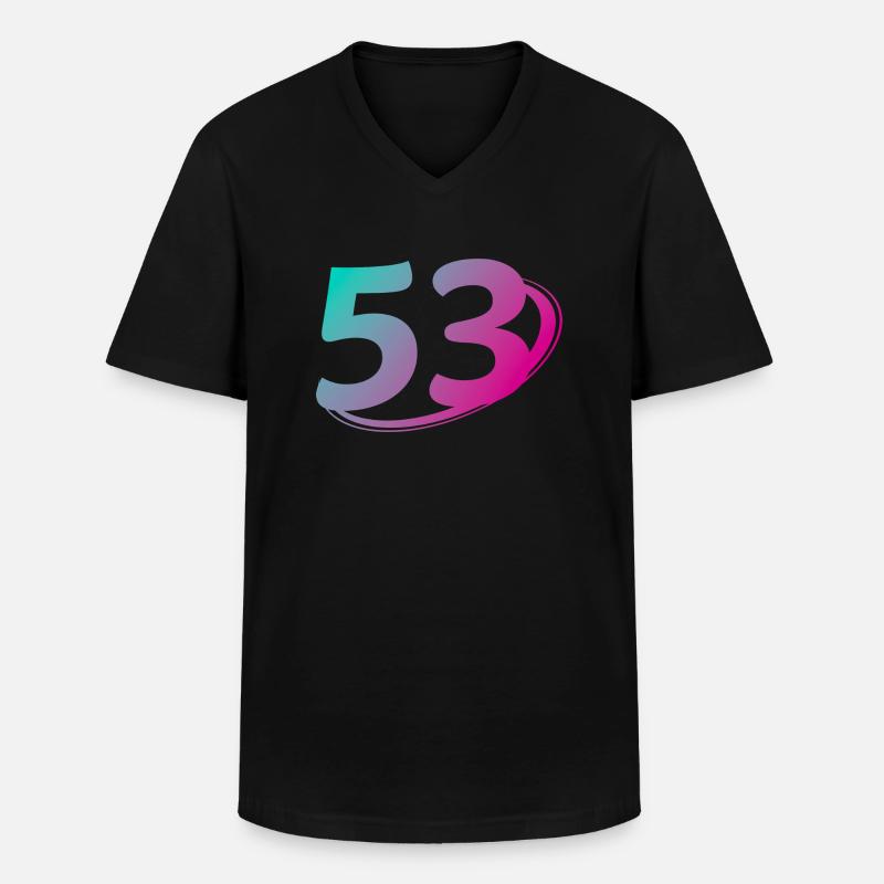 Nummer 53 mehrfarbig - Männer-T-Shirt mit V-Ausschnitt - Schwarz