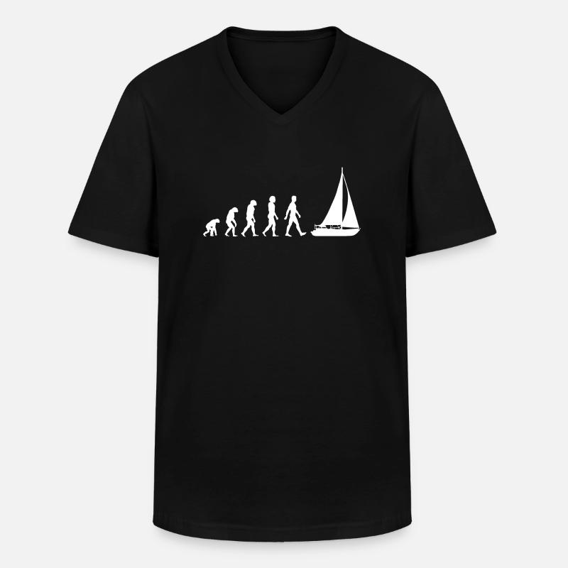 Segelboot Segler Evolution - Männer-T-Shirt mit V-Ausschnitt - Schwarz