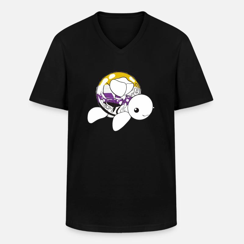 Non binary turtle - Men's V-Neck T-Shirt - black