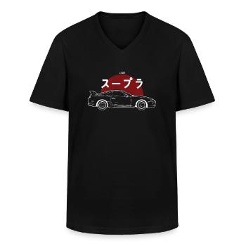 JZA80 Illustration - T-shirt col V Homme - noir - Devant - AI Model Male 178 dark (178cm)