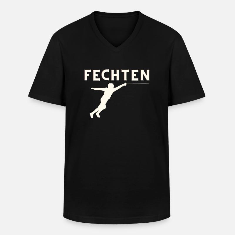 Fechten - Männer-T-Shirt mit V-Ausschnitt - Schwarz