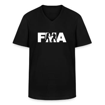 FMA Fighter - T-shirt col V Homme - noir - Devant - AI Model Male 178 dark (178cm)