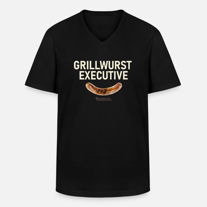Grillspruch Grillwurst Executive - Männer-T-Shirt mit V-Ausschnitt - Schwarz