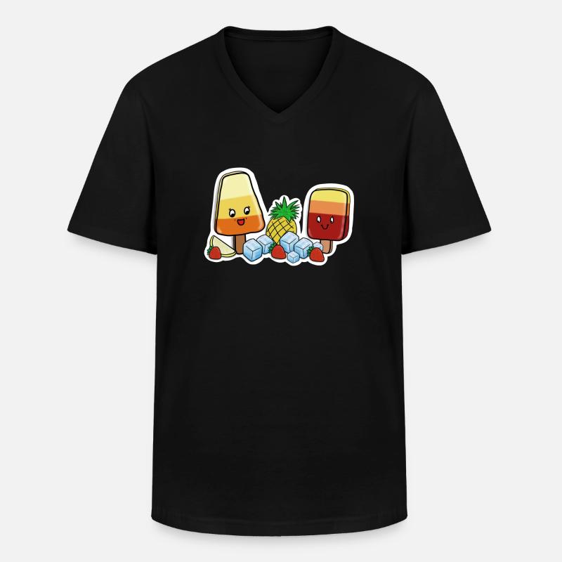 Kawaii-Eis am Stil - Männer-T-Shirt mit V-Ausschnitt - Schwarz