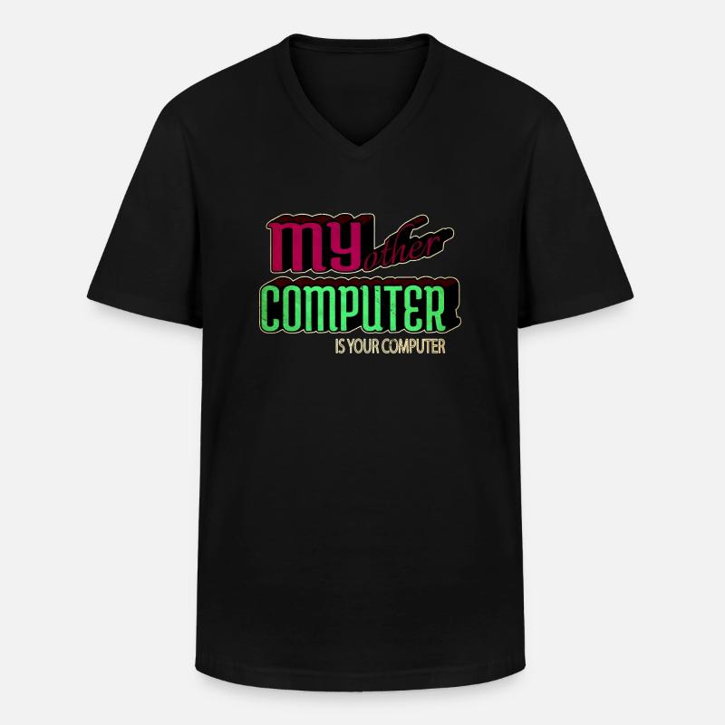 present hacking coding hacking computer - Männer-T-Shirt mit V-Ausschnitt - Schwarz
