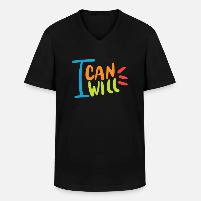 I will i can - Männer-T-Shirt mit V-Ausschnitt - Schwarz
