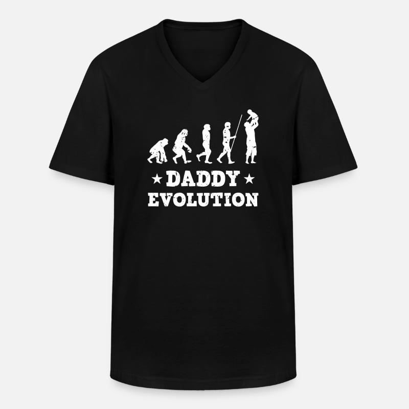 Daddy Evolution - Männer-T-Shirt mit V-Ausschnitt - Schwarz