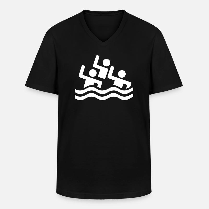 Synchronschwimmen - Männer-T-Shirt mit V-Ausschnitt - Schwarz
