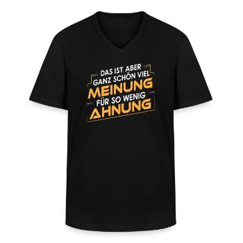 Meinung > Ahnung? - Lustiger Spruch Kollege Büro - Männer-T-Shirt mit V-Ausschnitt - Schwarz - Vorne - AI Model Male 178 dark (178cm)