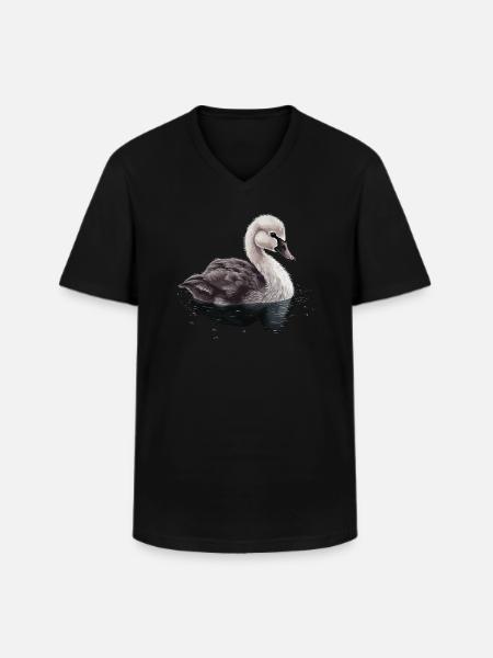 Baby Swan Bird Chick - Men's V-Neck T-Shirt - black