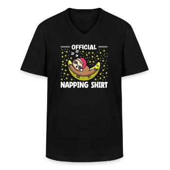 Sleeping Sloth Lover Cute Penguin Napping - Männer-T-Shirt mit V-Ausschnitt - Schwarz - Vorne - AI Model Male 178 dark (178cm)