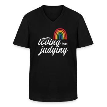 Womens Pride More Loving Less Judging - Männer-T-Shirt mit V-Ausschnitt - Schwarz - Vorne - AI Model Male 178 dark (178cm)