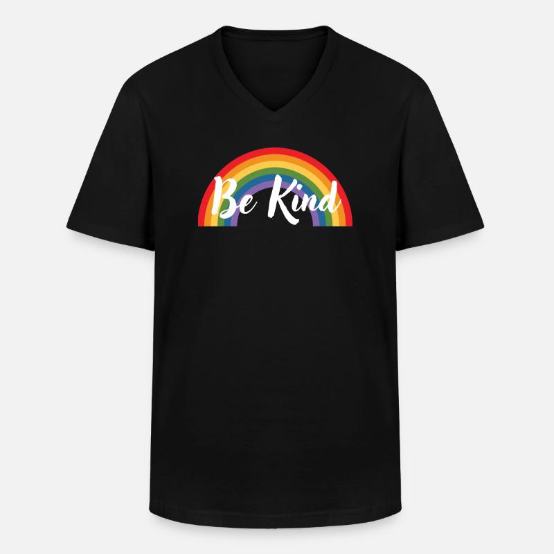 Be Kind Rainbow - Männer-T-Shirt mit V-Ausschnitt - Schwarz