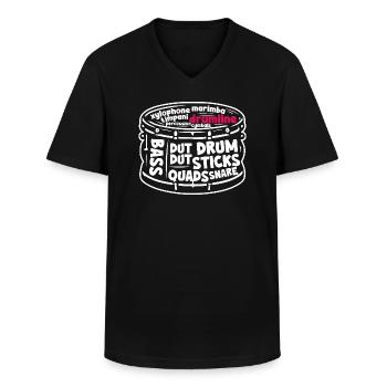 Drumline Caisse claire Fanfare Tambour Tambour - T-shirt col V Homme - noir - Devant - AI Model Male 178 dark (178cm)