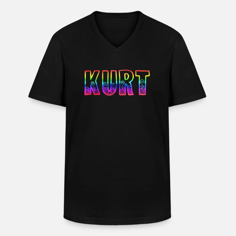 kurt rs regenbogen - Männer-T-Shirt mit V-Ausschnitt - Schwarz