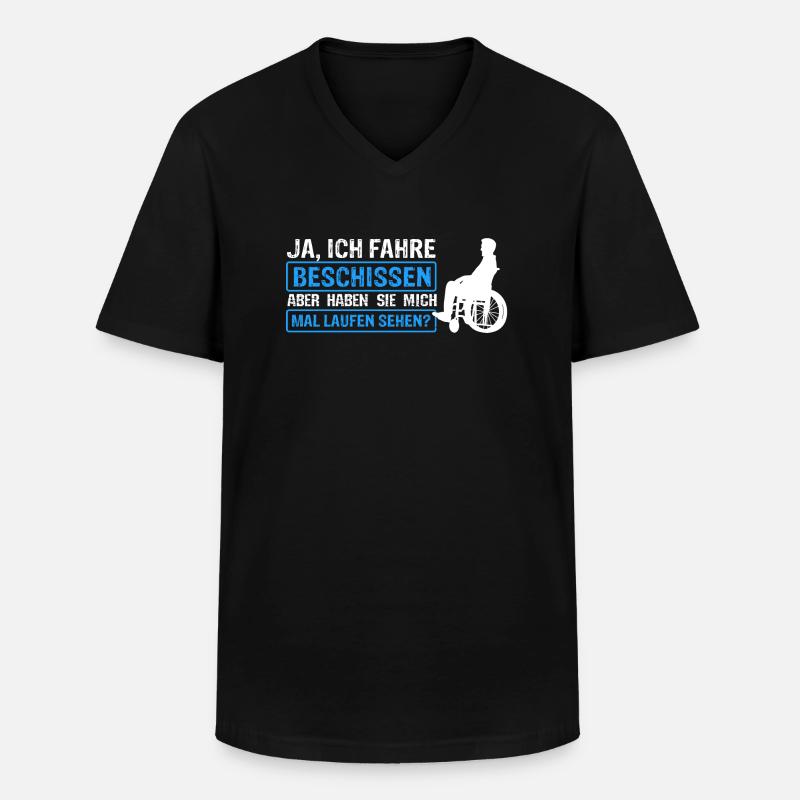Rollstuhlfahrer Rollstuhl Spruch Geschenkidee Roll - Männer-T-Shirt mit V-Ausschnitt - Schwarz