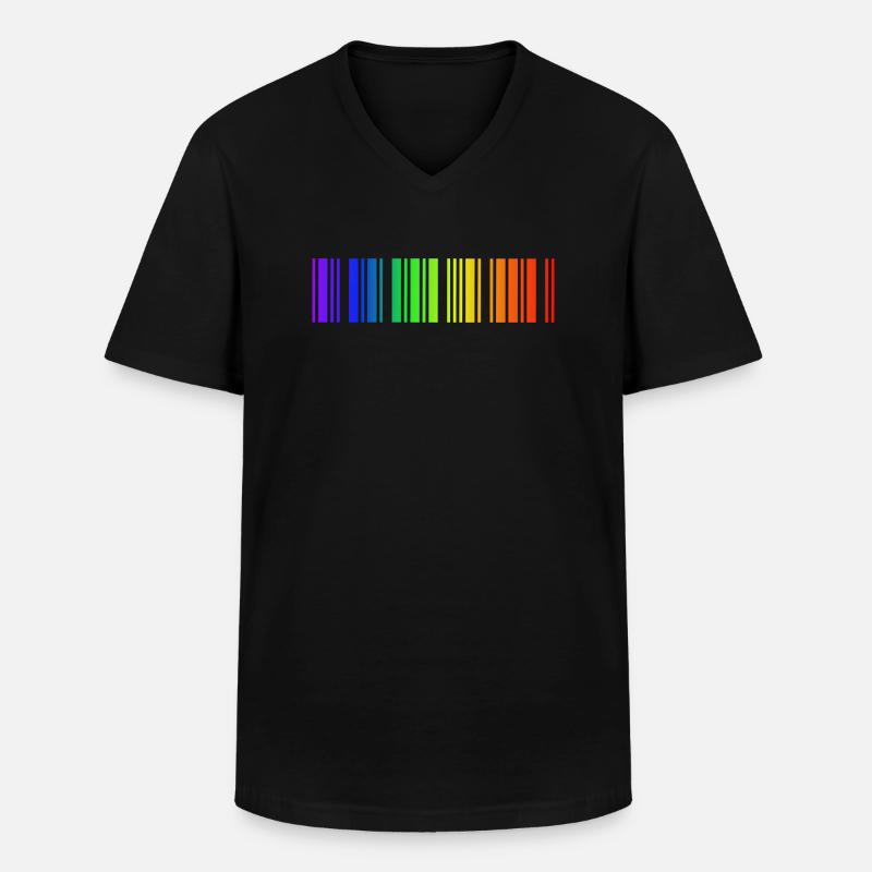 Regenbogen Strichcode, LGBT - Männer-T-Shirt mit V-Ausschnitt - Schwarz