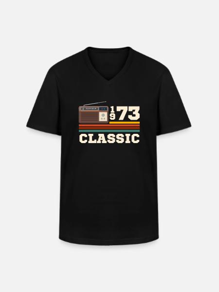 Anniversary 1973 retro classic - Men's V-Neck T-Shirt - black