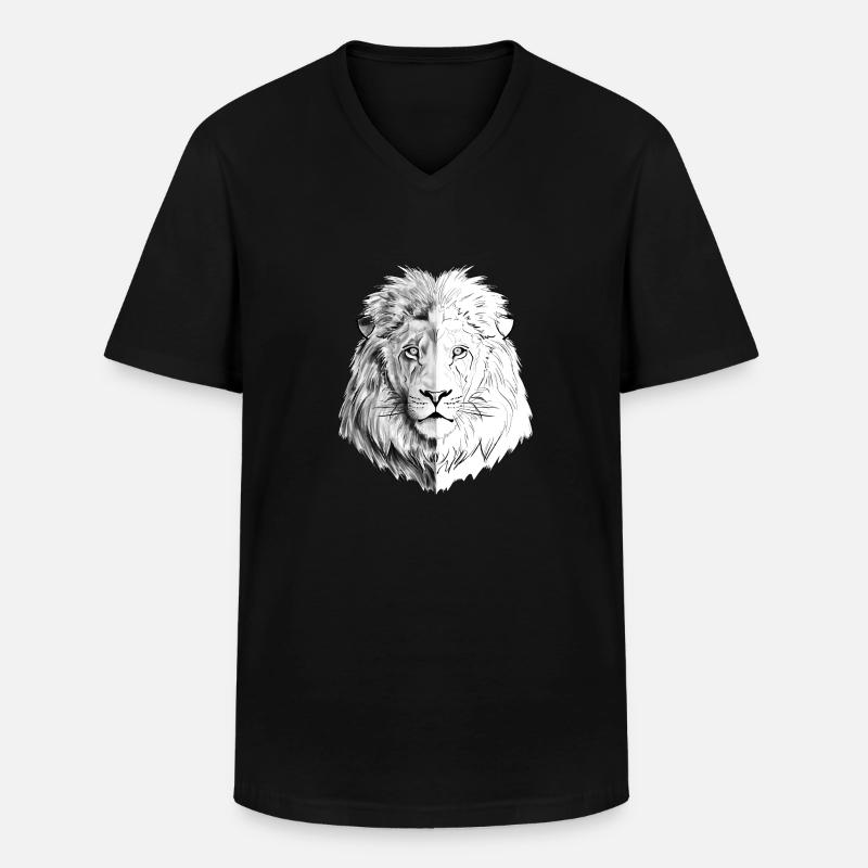 Ein interessanter gezeichneter Löwe - Männer-T-Shirt mit V-Ausschnitt - Schwarz