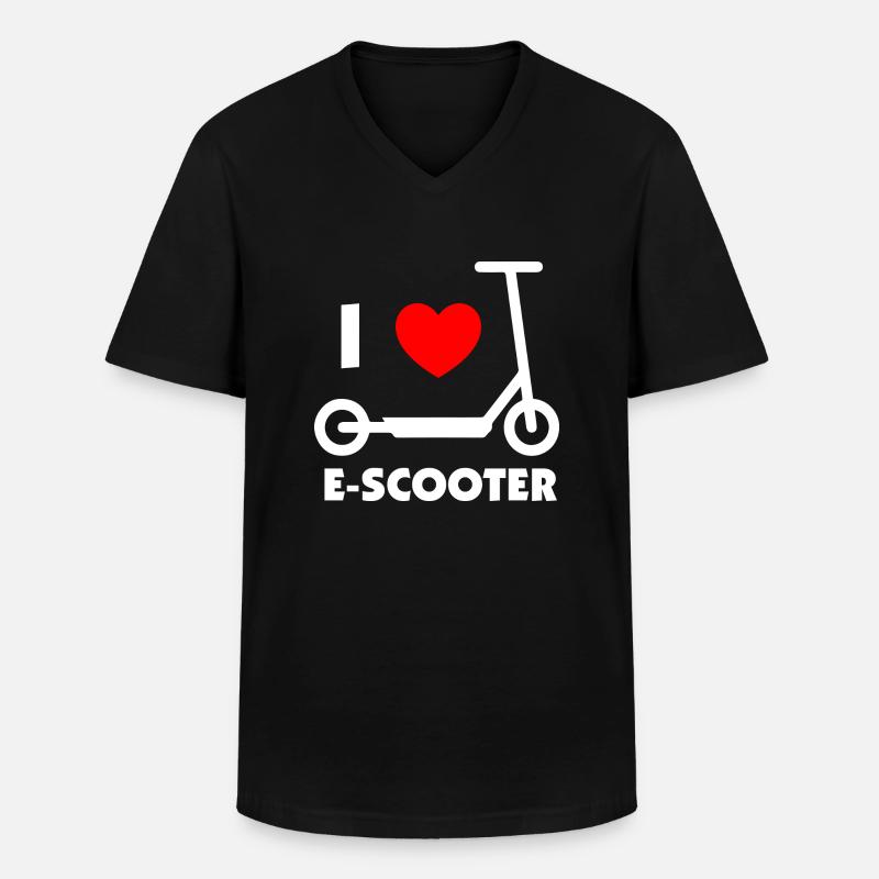 E-Scooter E-Roller Scooter - T-shirt col V Homme - noir
