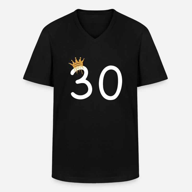 30 - Männer-T-Shirt mit V-Ausschnitt - Schwarz