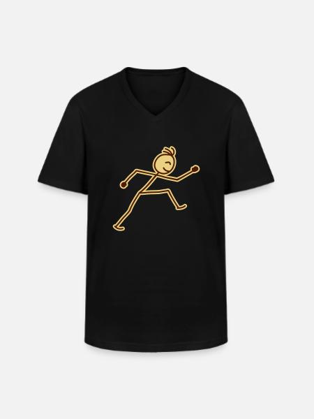 walking_stick_figure_2c - Men's V-Neck T-Shirt - black
