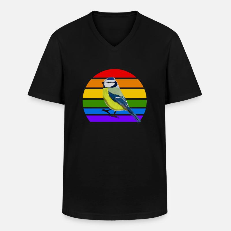 Blaumeise Vogel Regenbogen Vielfalt Singvogel - Männer-T-Shirt mit V-Ausschnitt - Schwarz