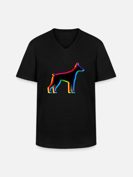 CMYK Dobermann - Men's V-Neck T-Shirt - black