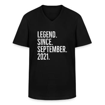Legend Since September 2021 - Men's V-Neck T-Shirt - black - Front - AI Model Male 178 dark (178cm)