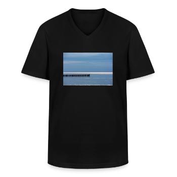 Silence - Men's V-Neck T-Shirt - black - Front - AI Model Male 178 dark (178cm)