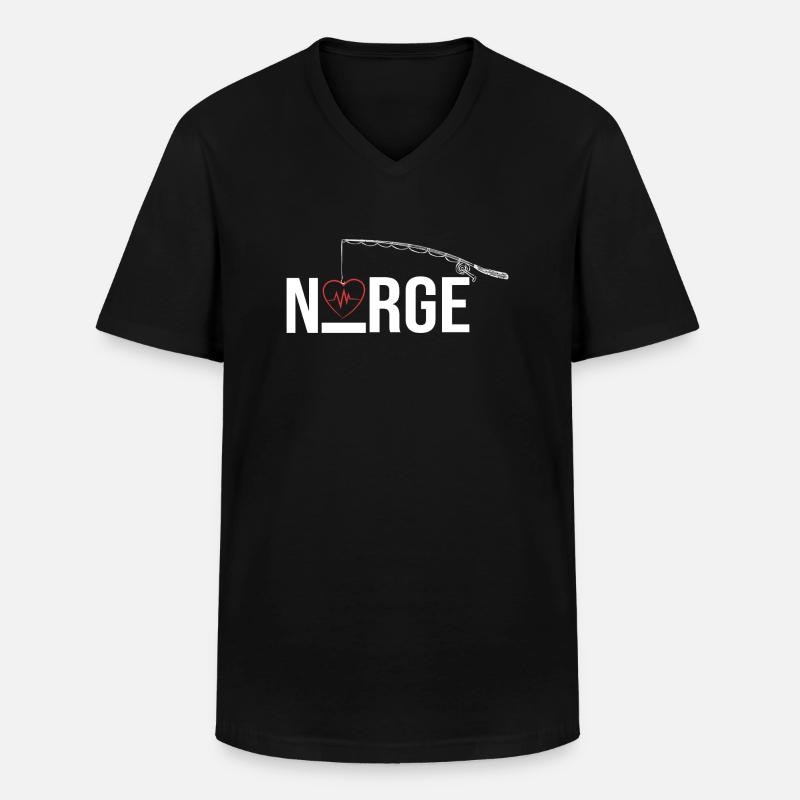 Norge Love small - Männer-T-Shirt mit V-Ausschnitt - Schwarz
